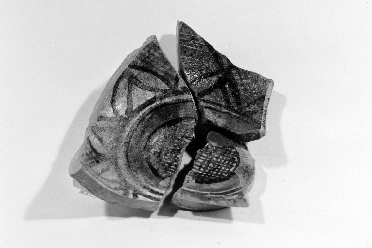 Motivo geometrico e fitomorfo (ciotola, frammento) - produzione apulo-lucana (sec. XIII)