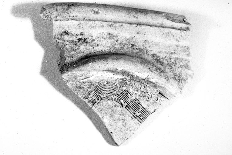 motivo decorativo geometrico (vaso, frammento) - produzione apulo-lucana (sec. XVI)