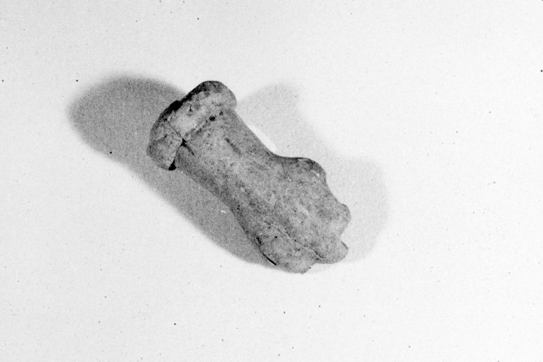 motivo decorativo zoomorfo (pipa, frammento) - produzione apulo-lucana (secc. XVIII/ XIX)