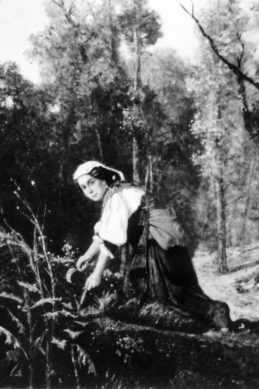 Donna che falcia l'erba (dipinto, opera isolata) - ambito napoletano (seconda metà sec. XIX)