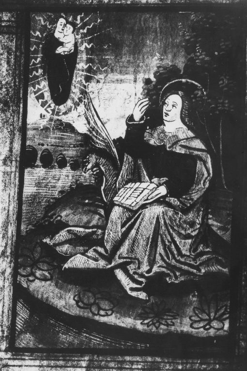 apparizione della Madonna a San Giovanni Evangelista (miniatura) - ambito francese (sec. XVI)