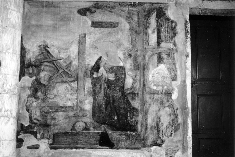 Sant'Elena, san Lorenzo, sant'Antonio, santo, committente in preghiera (dipinto) - produzione pugliese (secc. XV/ XVI)