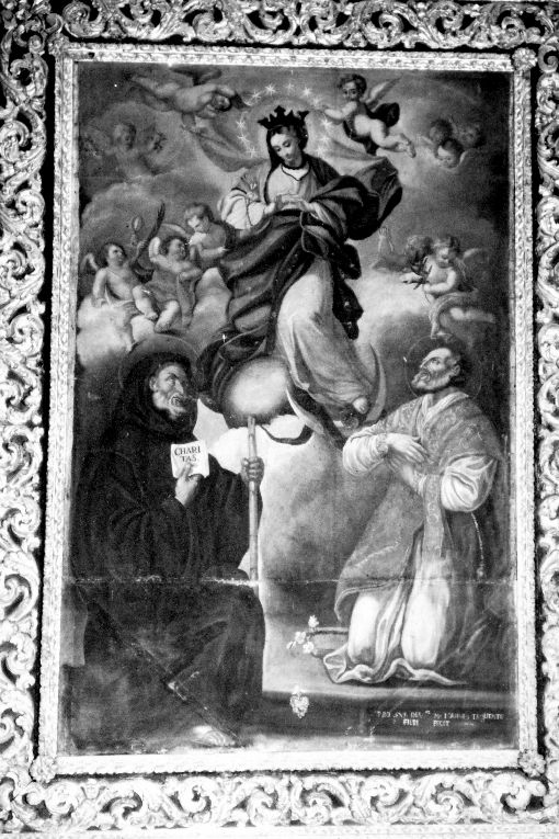 Madonna Immacolata appare a San Benedetto e Sant'Oronzo (dipinto) - produzione pugliese (sec. XVIII)