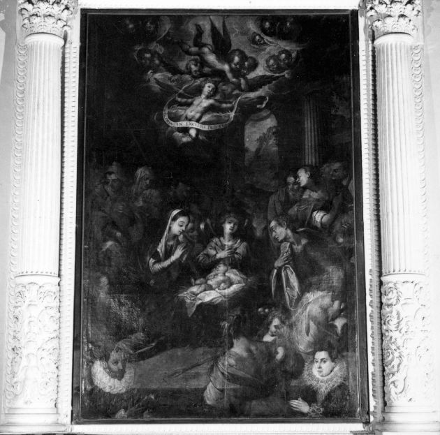 Adorazione dei pastori, adorazione dei pastori con i committenti Francesco Antonio Gadaleta e Ursina De Mele (dipinto) di Hovic Gaspar (sec. XVI)