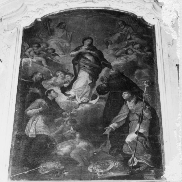 Madonna Immacolata con Santi, Cristo, Padre eterno e angeli (dipinto) di Porta Nicola (bottega) (seconda metà sec. XVIII)