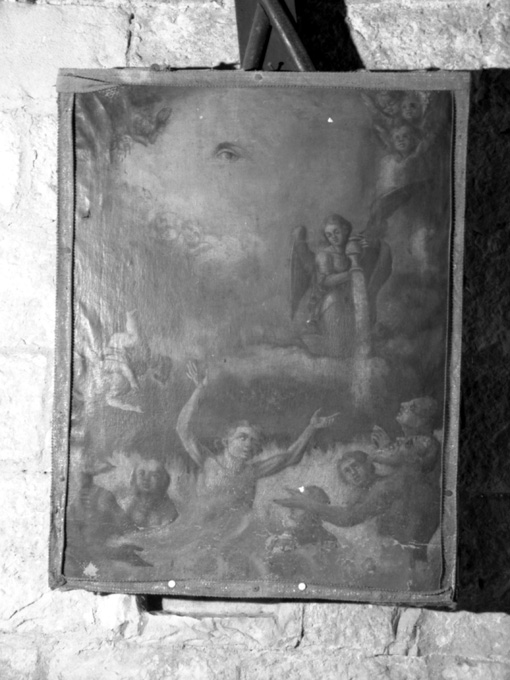 peccatori angeli e occhio divino (dipinto) - bottega pugliese (ultimo quarto sec. XVIII)
