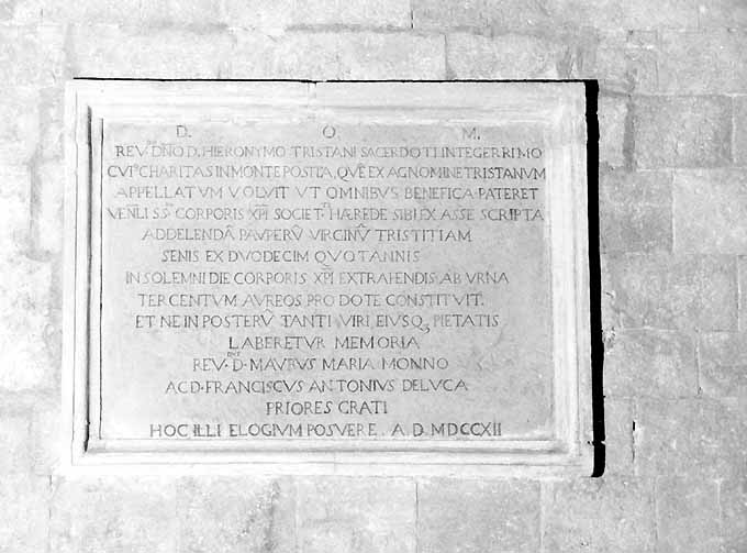 lapide - produzione pugliese (sec. XVIII)