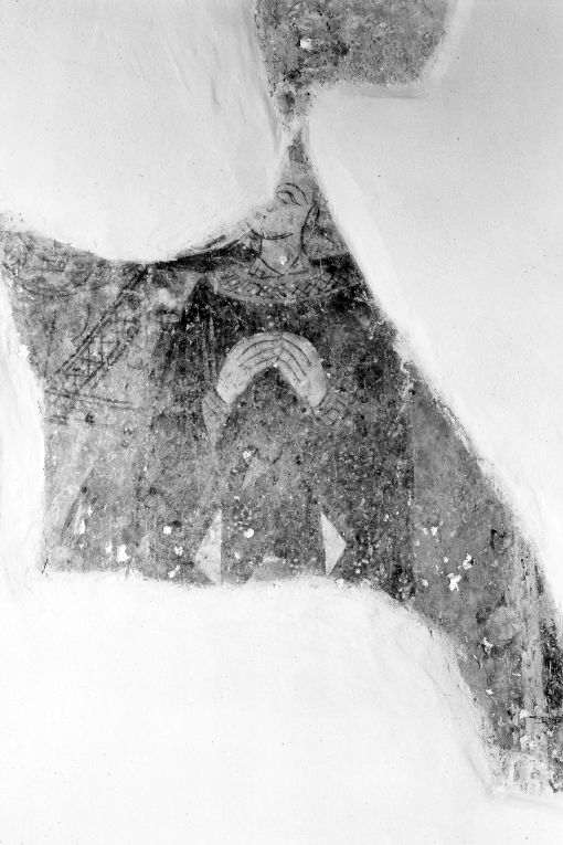 santo orante (dipinto, frammento) - ambito bizantino (sec. XIII)