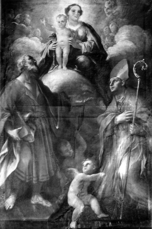 Madonna con Bambino, san Bartolomeo e sant'Emidio (dipinto) - ambito Italia meridionale (prima metà sec. XVIII)