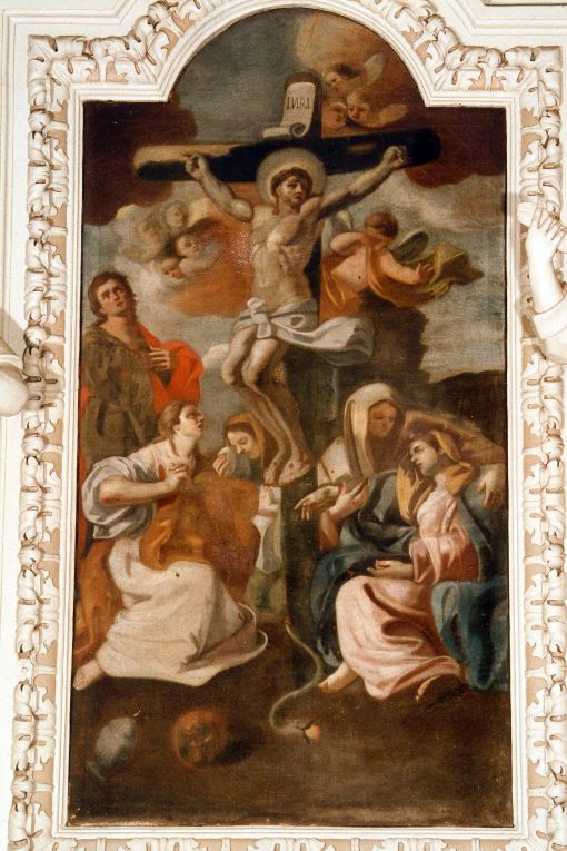 crocifissione di Cristo con la Madonna e San Giovanni Evangelista (dipinto) - ambito salentino (primo quarto sec. XIX)