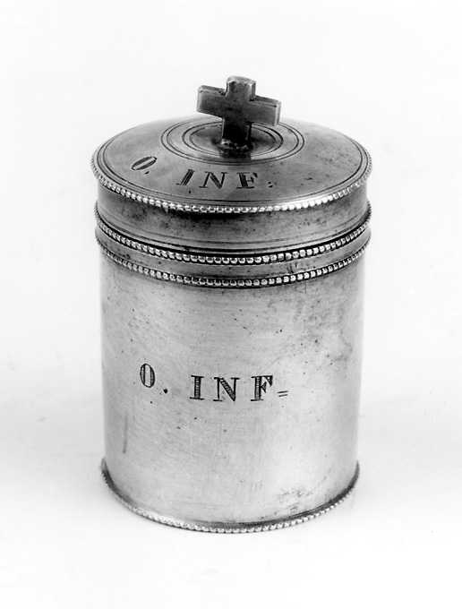 vasetti per oli santi, insieme di Ferraro Domenico (sec. XIX)