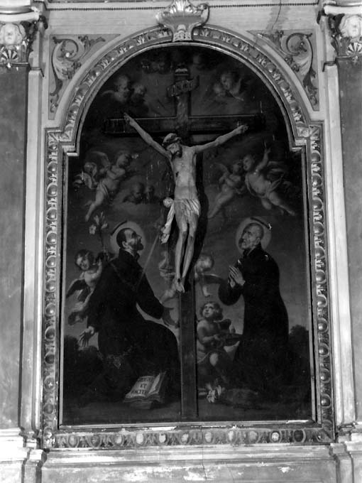 Cristo crocifisso tra San Gaetano da Thiene e Sant'Andrea da Avellino (dipinto) di Gliri Nicola (sec. XVII)
