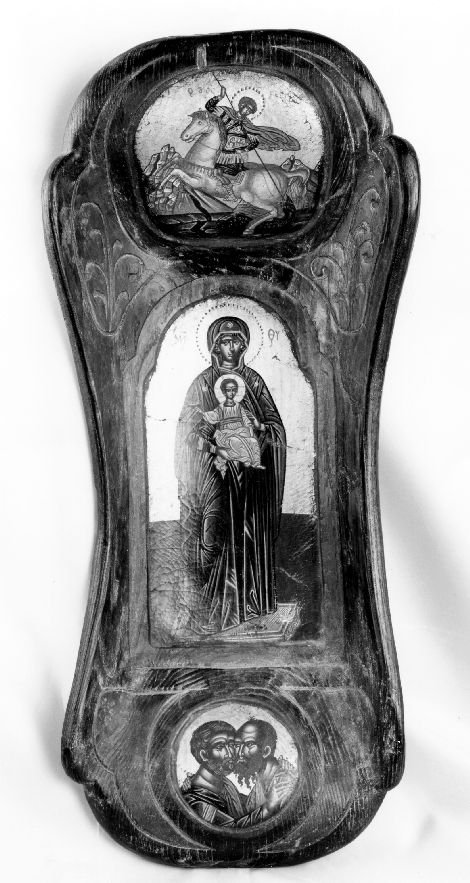 San Giorgio uccide il drago, Madonna con il bambino (Blacherniotissa), Santi Pietro e Paolo (icona) - bottega russa (sec. XIX)