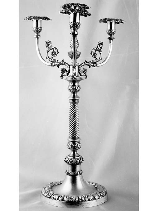 candeliere d'altare, coppia di F. P (sec. XIX)