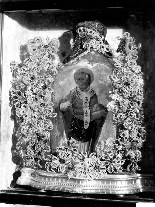 San Nicola di Myra benedicente (ampolla di pellegrinaggio) di Montrone Michele (sec. XIX)