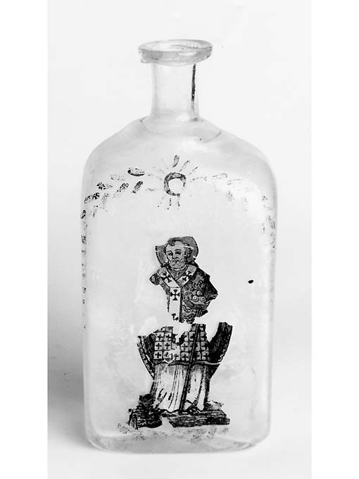 San Nicola di Myra benedicente (ampolla di pellegrinaggio) - bottega muranese (sec. XIX)