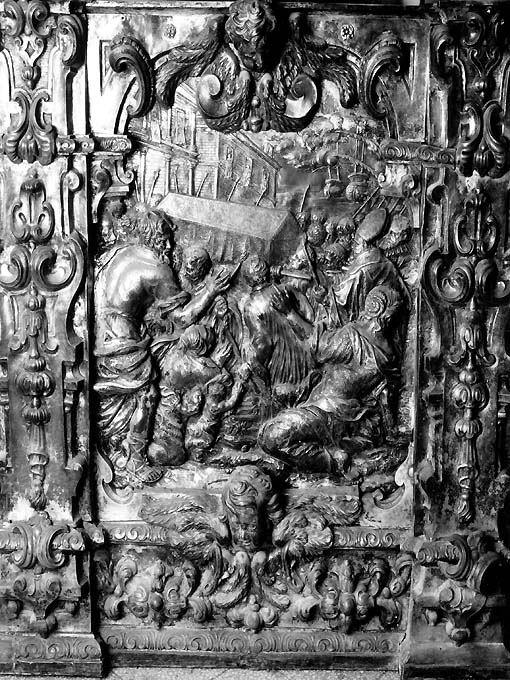 arrivo del corpo di San Nicola di Myra a Bari (rilievo) di Avitabile Ennio, Marinelli Domenico (sec. XVII)