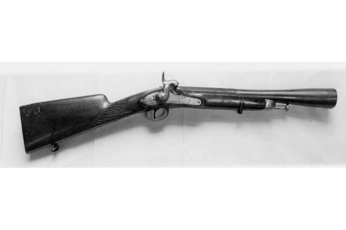 fucile a pietra focaia - tromboncino, opera isolata - produzione belga (seconda metà sec. XIX)