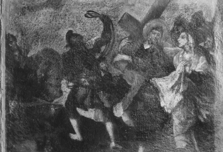 stazione VI: Gesù asciugato dalla Veronica (dipinto) di Lillo Saverio (scuola) (seconda metà sec. XVIII)