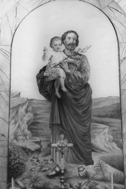 San Giuseppe e Gesù Bambino (dipinto) di Trani Serafino (sec. XX)
