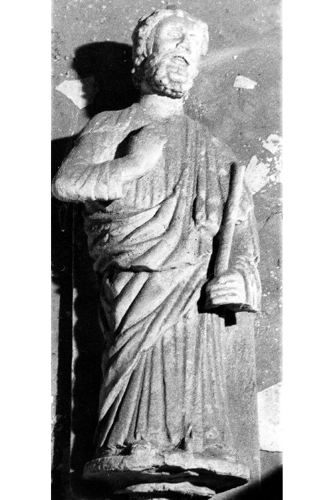 Figura maschile barbuta avvolta in tunica panneggiata (scultura) - ambito italiano (secc. XIX/ XX)