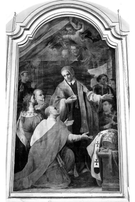 Celestino V rifiuta la tiara (dipinto) di De Mare Mattia (sec. XVIII)
