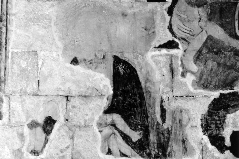 Madonna in trono con Bambino (dipinto, frammento) - ambito Italia meridionale (secc. XIV/ XV)