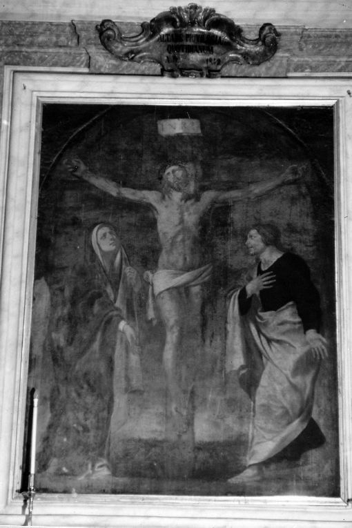 Crocifissione, crocifissione di Cristo con la Madonna, San Giovanni Evangelista, Stephaton e Longino (dipinto) di Fracanzano Cesare (sec. XVII)