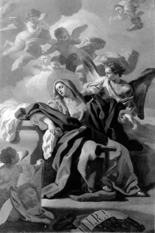 Madonna Addolorata, Madonna con angeli (dipinto) di De Mura Francesco (metà sec. XVIII)