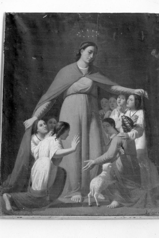 Madonna con sant'Agnese e Figlie di Maria (dipinto) di Calò Giovanni Battista (sec. XIX)