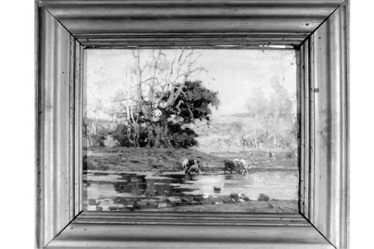 Paesaggio con bovini (dipinto) di Henry Sene (prima metà sec. XX)