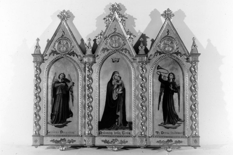 Madonna con Bambino e angeli suonatori (trittico) - ambito italiano (seconda metà sec. XIX)