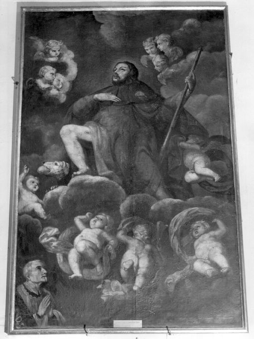 San Rocco, angeli e donatore (dipinto) di D. S (sec. XVII)