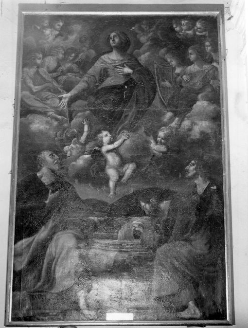 Madonna Assunta con San Pietro, San Giovanni e San Luca (dipinto) di Rosa Carlo (sec. XVII)