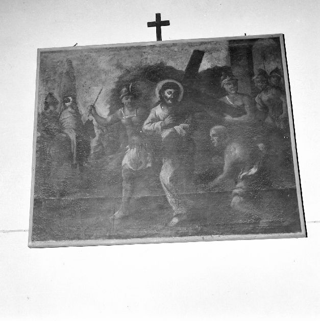 stazione V: Gesù aiutato da Simone il Cireneo a portare la croce (dipinto, elemento d'insieme) di Quercia Joachim (sec. XVIII)