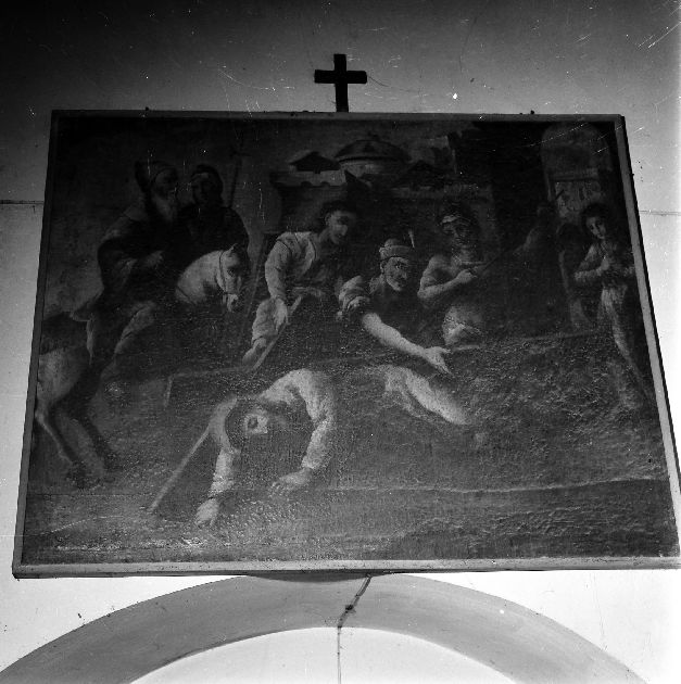 stazione IX: Gesù cade sotto la croce la terza volta (dipinto, elemento d'insieme) di Quercia Joachim (sec. XVIII)