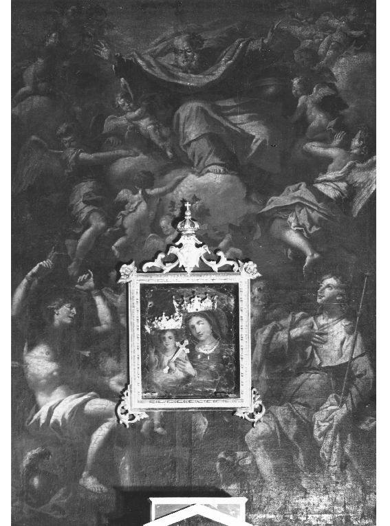 Dio Padre con due santi (dipinto) - ambito Italia meridionale (sec. XVIII)