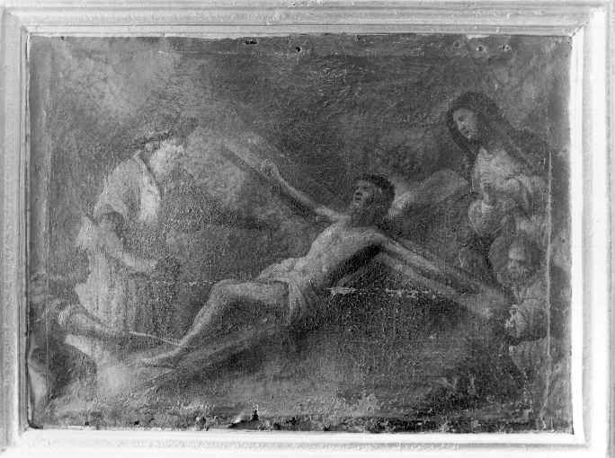stazione XI: Gesù inchiodato alla croce (dipinto) - ambito Italia meridionale (inizio sec. XVIII)