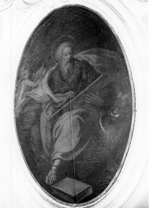 San Marco Evangelista nell'atto di reggere una tavola, leone e angelo che regge un libro (dipinto) - ambito Italia meridionale (sec. XVIII)