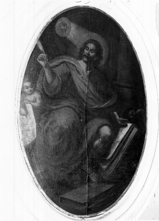 San Giovanni Evangelista nell'atto di scrivere, aquila e angelo che regge un foglio (dipinto) - ambito Italia meridionale (sec. XVIII)