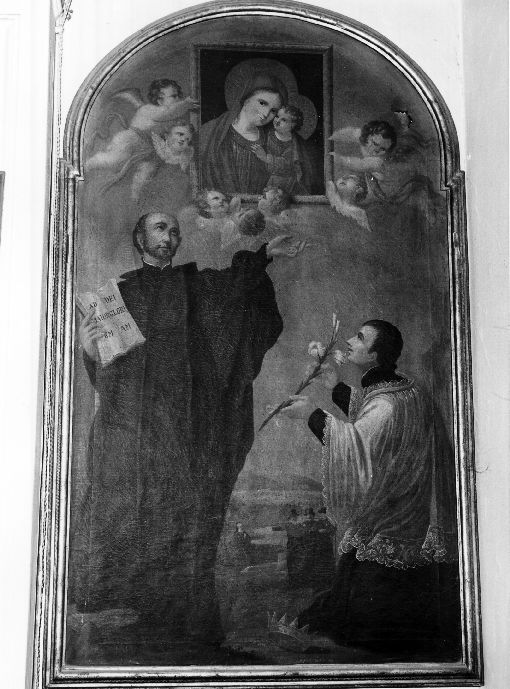 San Luigi, Sant'Ignazio di Loyola, Madonna del Buon Consiglio e angeli (dipinto) - ambito Italia meridionale (sec. XVIII)