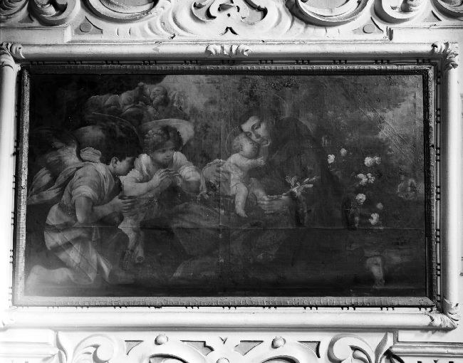 Sant'Antonio da Padova con il Bambino e altre figure (dipinto) - ambito Italia meridionale (sec. XVIII)
