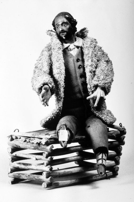Pastore seduto su una panca (statuetta di presepio) - ambito napoletano (secc. XVIII/ XX)