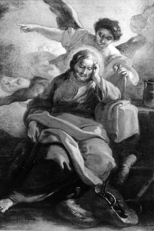 Sogno di san Giuseppe (dipinto) di Tiso Oronzo (bottega) (seconda metà sec. XVIII)