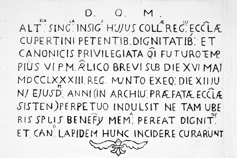 lapide - ambito salentino (sec. XVIII)