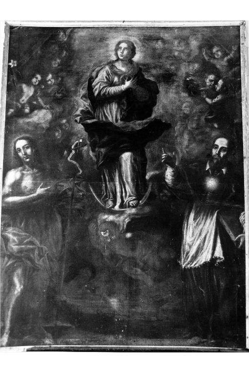 Madonna Immacolata tra San Giovanni Battista e San Francesco di Sales (dipinto) - ambito salentino (seconda metà sec. XVII)