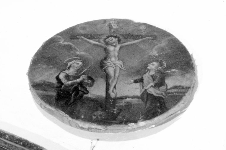 crocifissione di Cristo con la Madonna e san Giovanni evangelista (dipinto) - ambito pugliese (prima metà sec. XVIII)