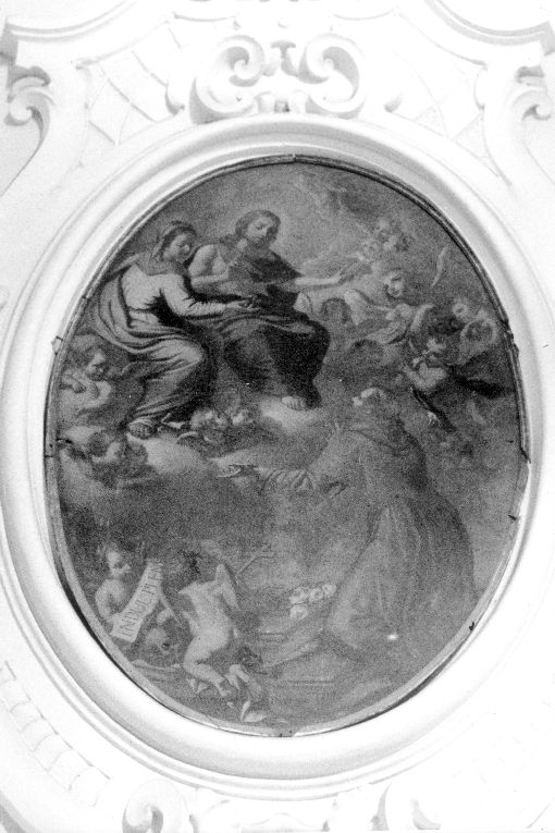 Cristo, Madonna, san Francesco d'Assisi, angeli, cherubini (dipinto) di Fato Vincenzo (attribuito) (sec. XVIII)