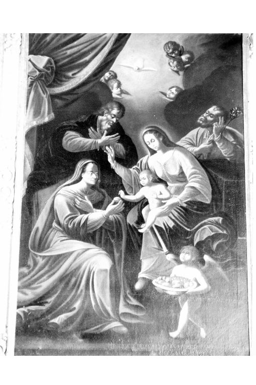Sacra conversazione, Santa'Anna, san Gioacchino, san Giuseppe, Madonna con Bambino, angelo, cherubini (dipinto) - ambito pugliese (seconda metà sec. XVII)
