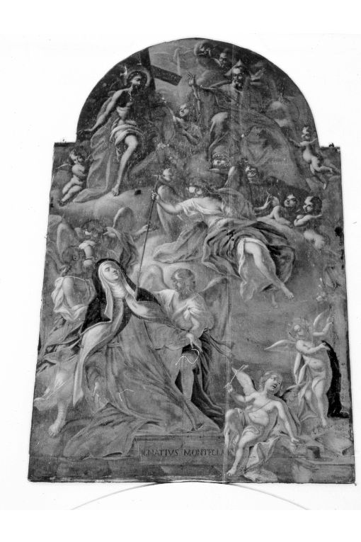 Santa Teresa d'Avila ha la visione della Trinità (dipinto) di Montella Ignazio (prima metà sec. XVIII)